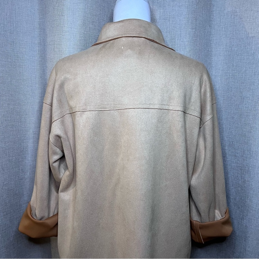 NWT West of Melrose Suede Shacket Jacket Tan Button Up Long Sleeve Women’s XS - Picture 4 of 7